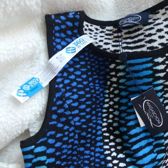 Magaschoni New York Saltwater blue Combo Knit Dress USA Size Small - Picture 4 of 11
